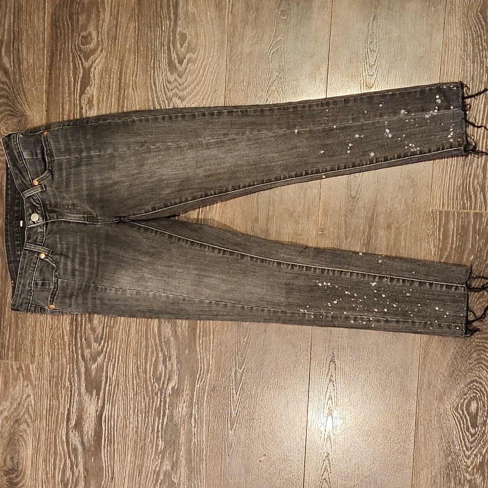 ❤ LEVI'S SKINNY PANT SPLATTER JEANS, TUXEDO SEAM WASHED BLACK, 6 (28)